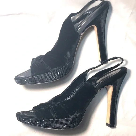 Rene Caovilla open toe rhinestone heels, Sz 9 (40) - Picture 2 of 9